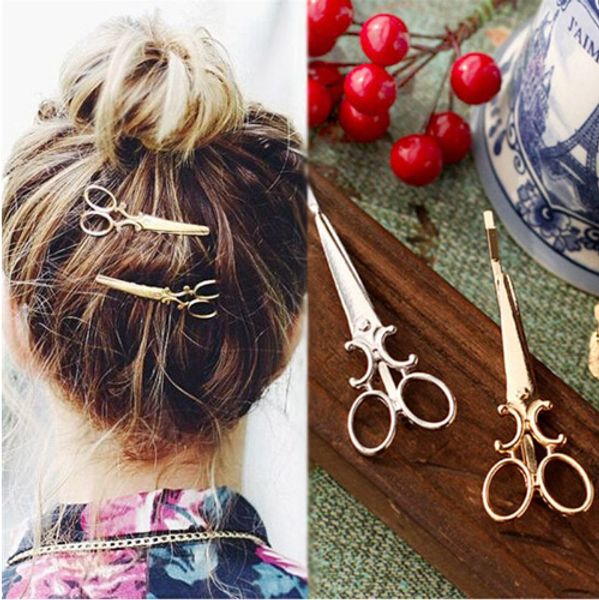 

wholesale creative scissors shape women lady girls hair clip delicate hair pin barrette hair accessories decorations, Black;brown
