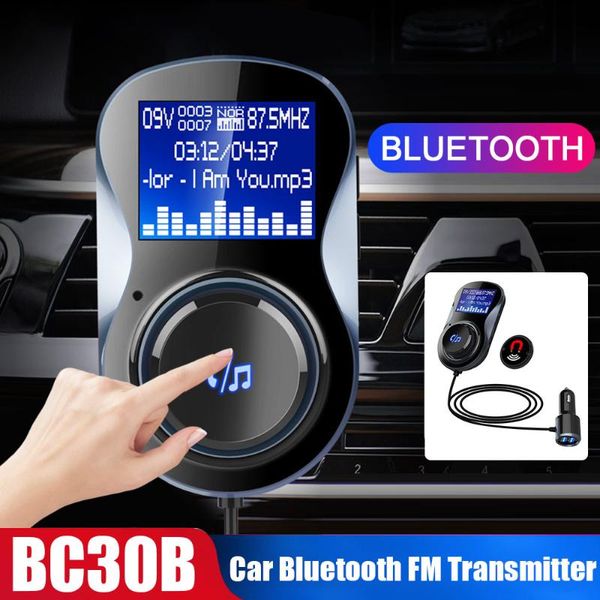

vehemo car mp3 player fm transmitter adapter dual usb car kit bluetooth receiver hands5v bc30bq 1.4 inch lcd digital