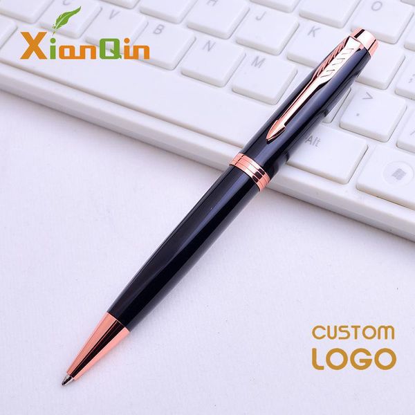 

customized logo pens 1.0mm black ink metal ballpoint pen personalized gift pen engrave logo company name school office supplies, Blue;orange