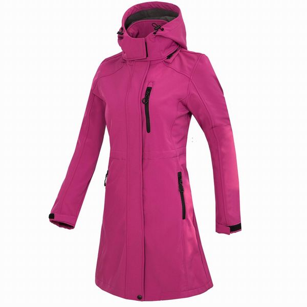 

women's softshell fleece jacket long jacket outdoor windproof autumn hiking camping trekking climbing female clothing coats, Blue;black