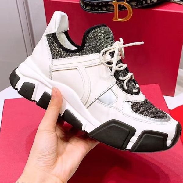 

2019 new luxury designer shoes chain reaction ulzzang dad black casual shoe white mesh rubber leather flat men women fashion sneakers 5-11