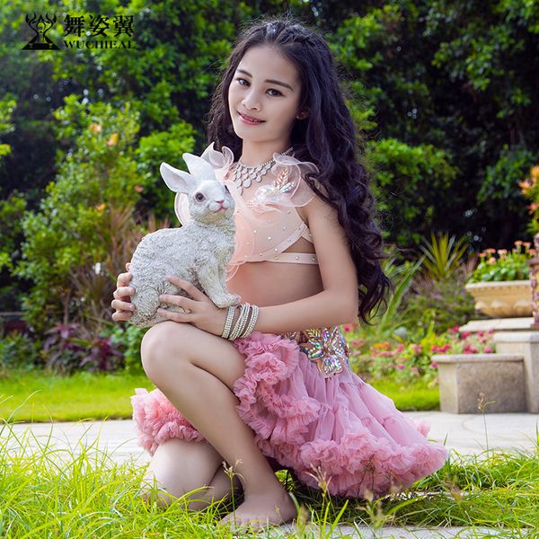 

dancing wing children belly dance show outfit 2019 new short skirt suit oriental dance fairy rt316, Black;red