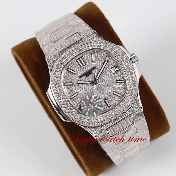 

strap 7118/1r-010 full diamond dialsilver diamond 9015 movement version fully watches mens automatic case silver business w chpki, Slivery;brown