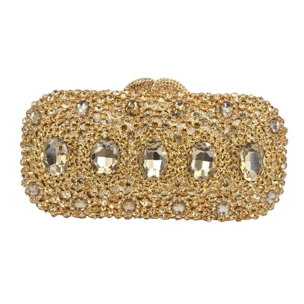 

fashion golden crystal clutch evening bag colorful red day clutch purse