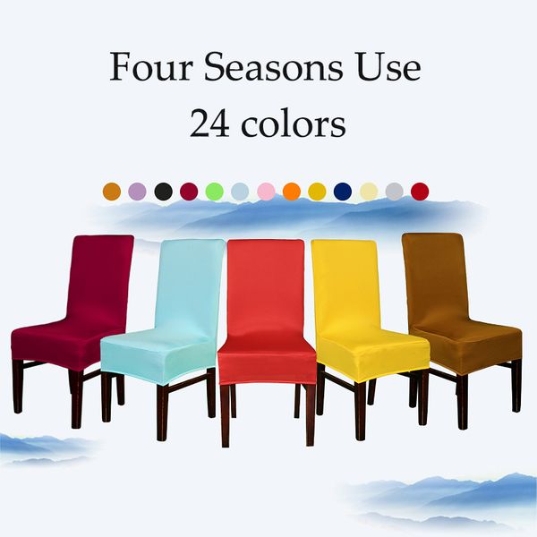 

fashion multicolor polyester spandex elastic dining chair covers wedding decoration black red white chair cover universal sizes