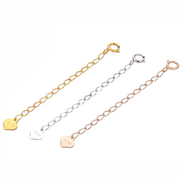 

sinya jewelry diy finding 18k au750 gold extended chains 3.5cm 5.5cm length necklace bracelet chain extender with tag sale, Silver