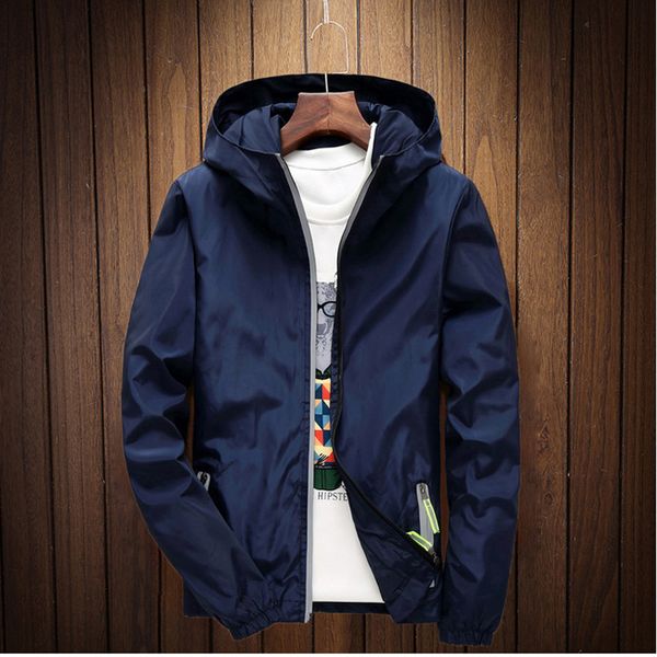 

fashion-autumn fall men's reflective hooded jacket with lining casual bomber jacket waterproof coat outwear solid colors plus size, Black;brown