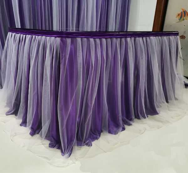 

tulle table skirt for party wedding home decoration birthday party / baby shower chiffon gauze bridal veil table skirting