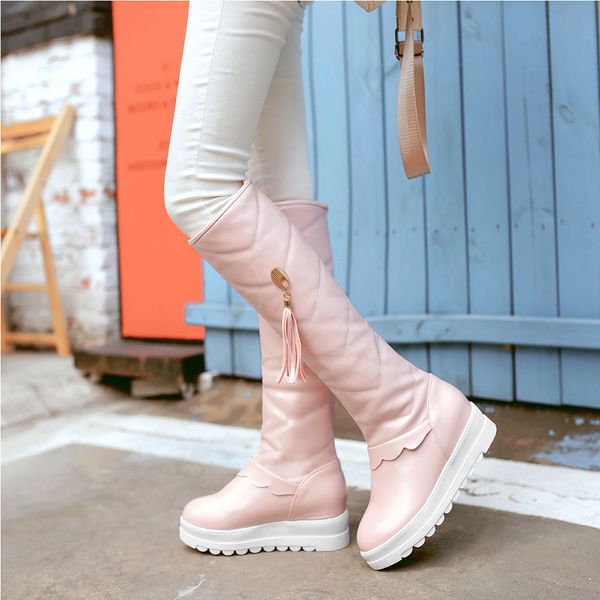 

sarairis plus size 43 waterproof russia winter warm plush snow boots shoes women boots 2019 knee high woman, Black