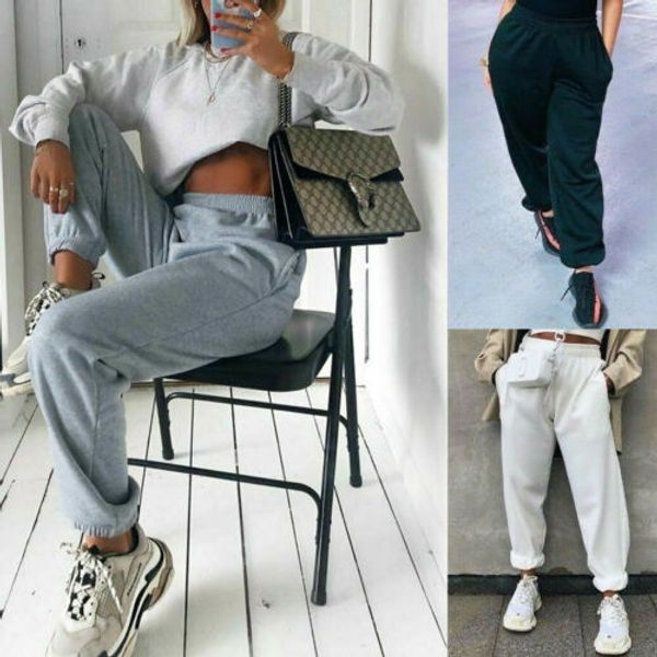 

hirigin women ladies gym sport jogger harem pants sweatpants dance pants baggy trousers, Black;white