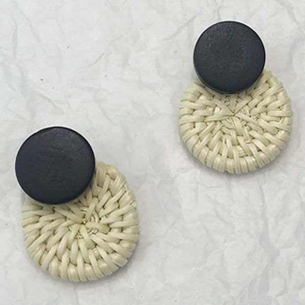 

fabala earrings personality weave dangle long handmade charm rattan exquisitive elegant straw, Silver