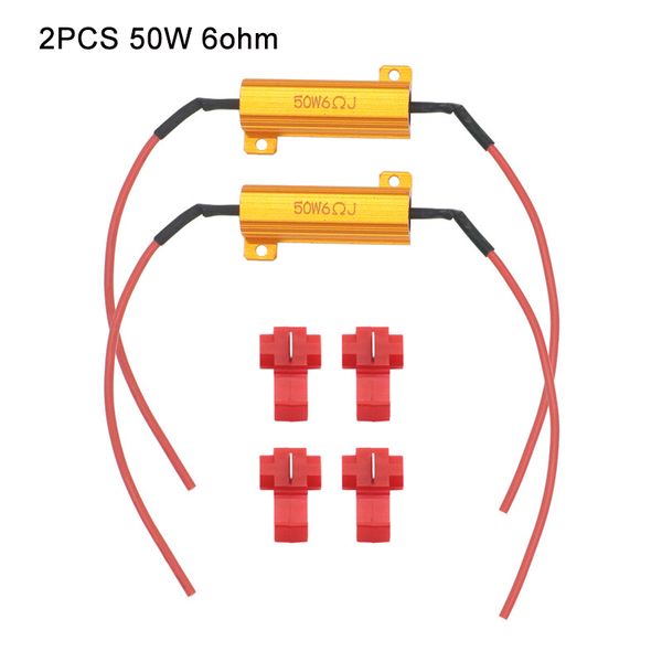 

2pcs fast hyper flash turn signal blink 6 ohm 50w load resistor fix led bulb decoder resistor w/ t-taps