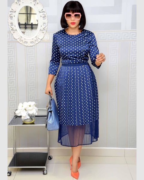 

foreign trade european and american womens autumn african polka dot dress mesh skirt two-piece dress, White;black