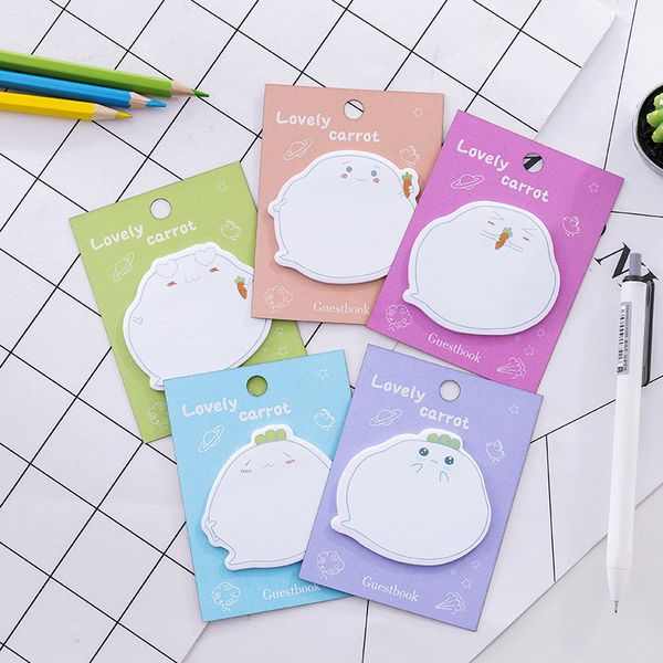 

6pcs cartoon lovely carrot dialog box self-adhesive message paper sticky memo pad note guestbook student writing supply