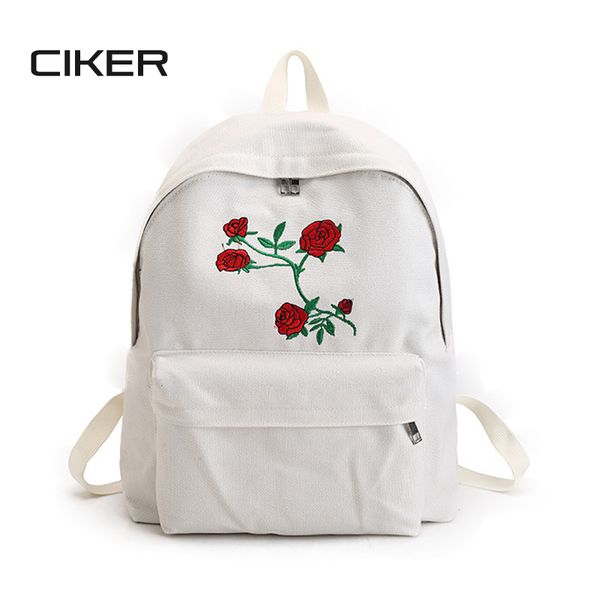 

ciker women canvas backpack cute fashion rose printing backpacks for teenagers women's travel bags mochilas rucksack school bags
