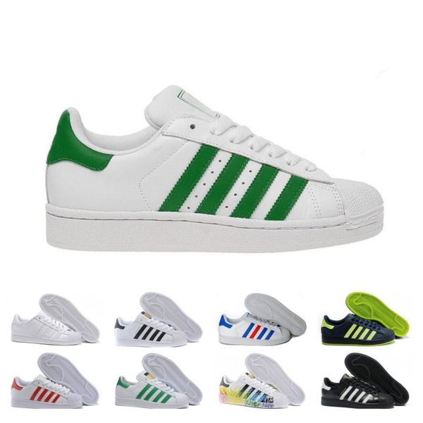

Cheaper Superstar casual shoes Hologram Iridescent Junior for men women Super Star black white superstars flat mens trainers sports sneakers