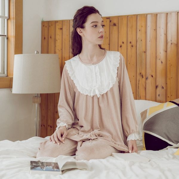 

2018 new arrival pit corduroy pajamas suit homewear cute style, Blue;gray