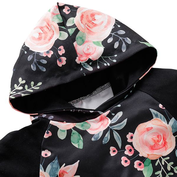 

2 pcs autumn floral print outfit long sleeve hooded baby girl fall clothes infant clothing new born babygirl clothes d30, White