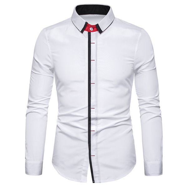 

престижное осень мужская вечернее платье рубашка slim fit бизнес с длинным рукавом кнопки up solid color work повседневный top, White;black