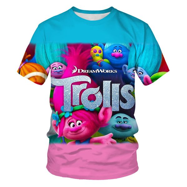 

забавный милый фильм мультфильм тролли печати футболки мужские летние топы мальчики / девочки с коротким рукавом одежда повседневная уличная, White;black