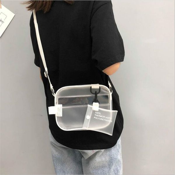 

2 in 1 bag summer women pvc jelly shoulder bags zipper messenger bags female white transparent messenger bag handbag bolso mujer