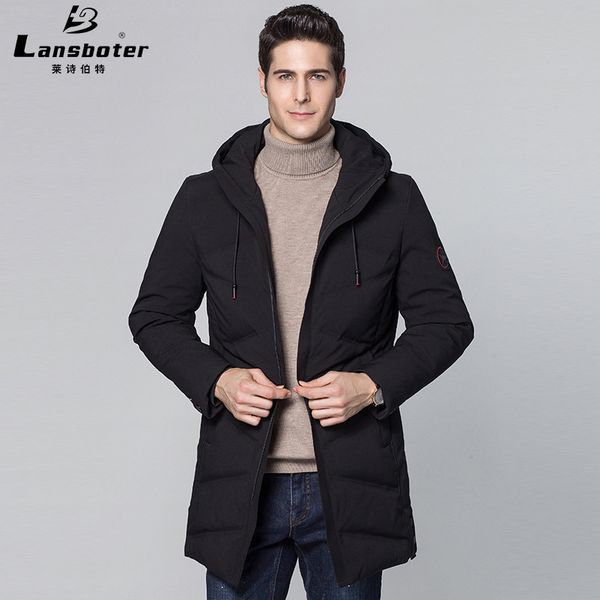 

lansboter зима новый стиль средней длины с капюшоном мужская пуховик молодых и средних лет толстые случайные пуховик мужская верхняя одежда, Black