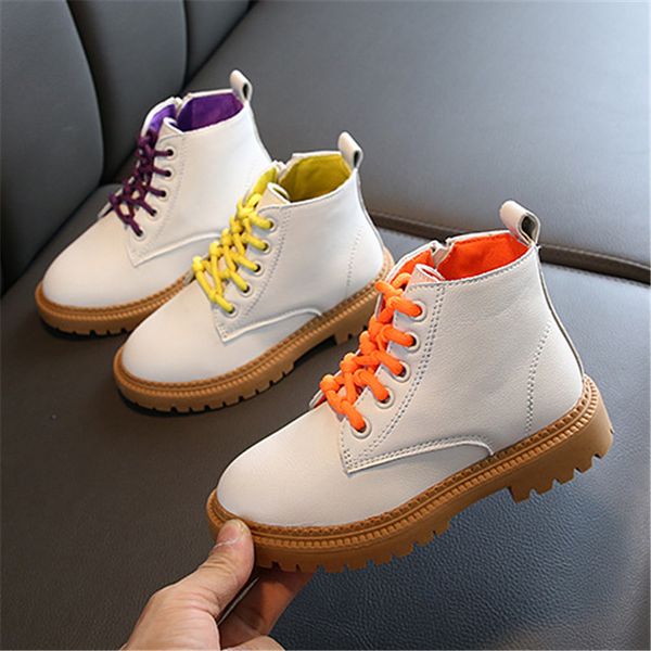 

kids boots for girls girls martin zip boots white kids shoes winter autumn pu leather children size 27-36, Black;grey