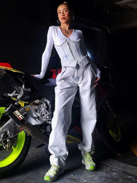 

women's jeans 2021 spring harajuku designer stylish women slim girdle + denim europe casual bf pants long trousers, Blue