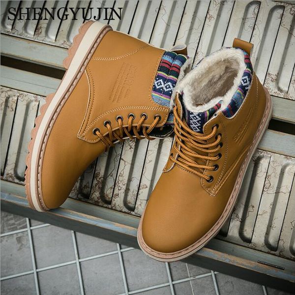 

shengyujin 2019 men's shoes autumn and winter boots men's snow shoes high to help new leather tooling men, Black