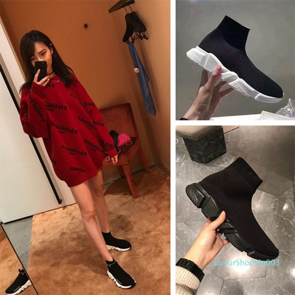 

trainer sneaker black white women men couples shoes speed trainer boots socks stretch-knit high casual boots [with box] 2020 s515
