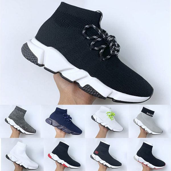 

With Box 2019 Designer Speed Trainer Mens Luxury Casual Shoes Black White Glitter Flat Socks Boots Sneakers Womens Trainers Runner 36-45