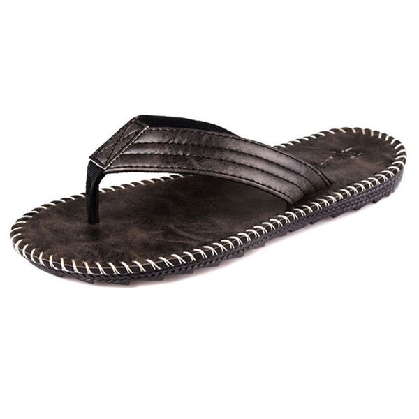 

2020 new trend men's flip flops summer non-slip thick bottom pu sandals and slippers flat heel outdoor beach shoes men
