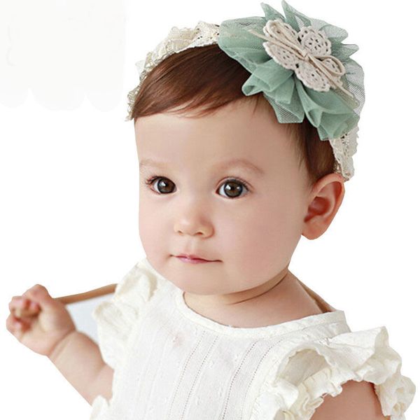 

lace flower girl headband hair band headwear head band for kids, Slivery;white