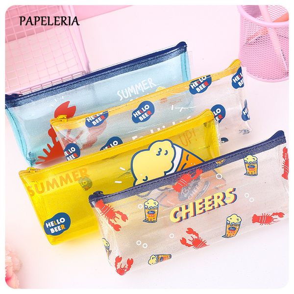 

creativity transparent pencil case for boys school pencil bag kawaii storage bag stationery school office supplies