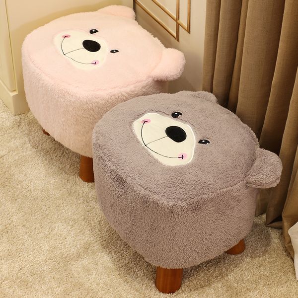 

stool solid wood cartoon creative fabric children's coffee table stool home small chair sofa bench change shoe bench small