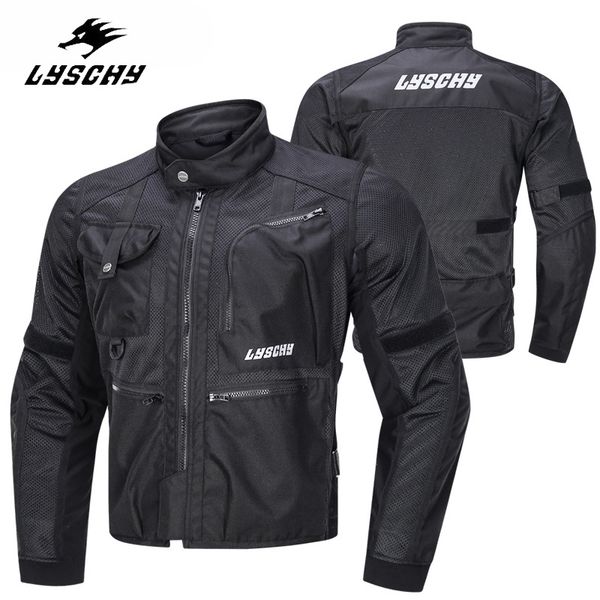 

lyschy men motorcycle jacket summer breathable riding night reflective jacket moto clothing locomotive safe coat protective gear