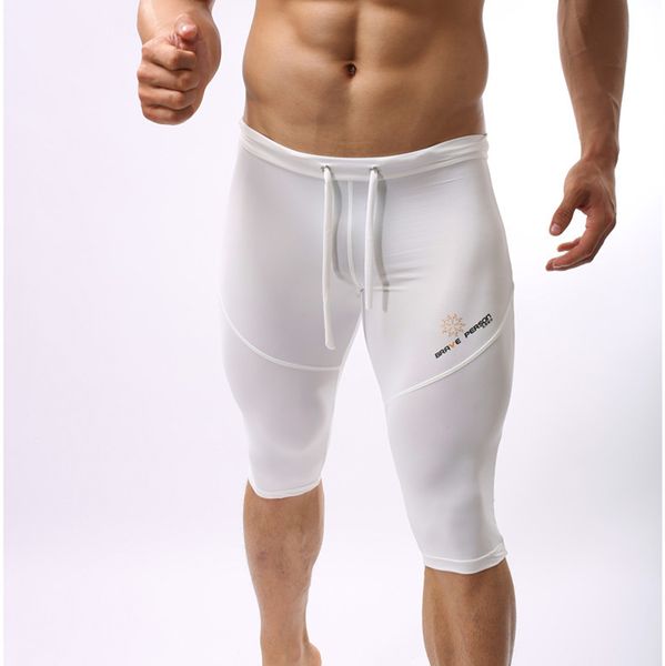 

brave person summer style breathable mesh men tight casual shorts bodybuilding splid mesh shorts transparent fitness, White;black