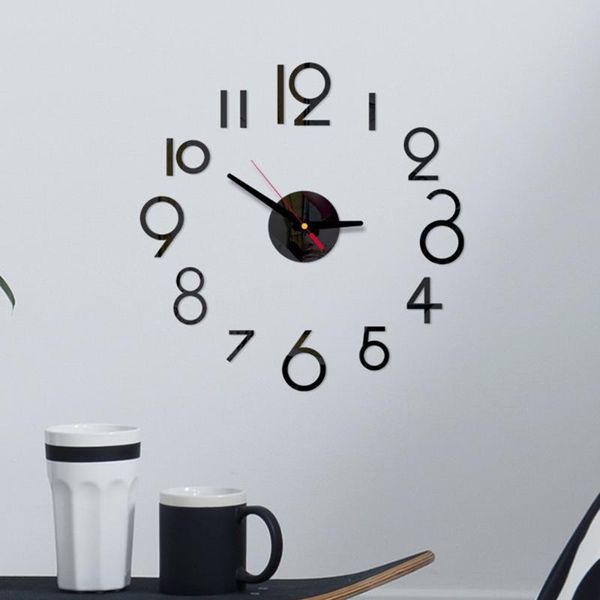 

2020 new year clock watch wall clocks horloge 3d diy acrylic mirror stickers home decoration living room wall clocks