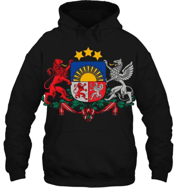 

men hoodie latvia coat of arms women streetwear, Black