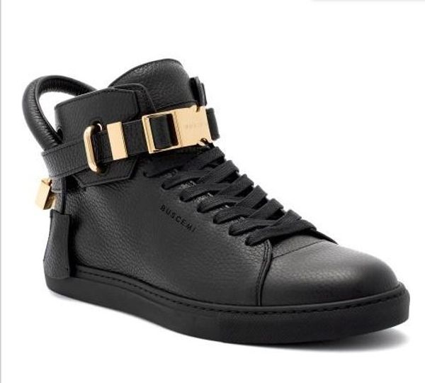 

designer sneakers cowhide fashion men comfortable casual flat shoes high shoes lock shoes red / black / white 38-46