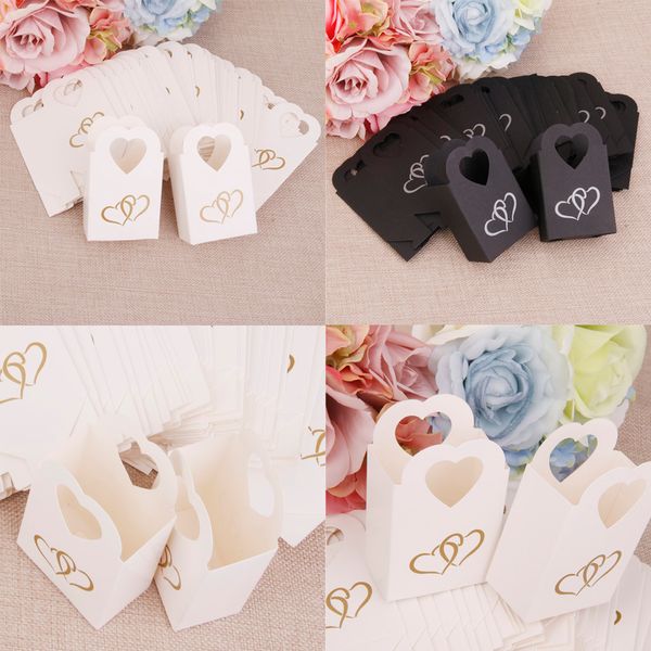

pack of 100 small paper candy bags wedding bonbonniere favors printed with double hearts