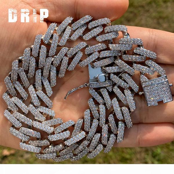 

drip лучшие продажи 14мм зубец linked кубинский цепи полный iced из унисекса хип-хоп кубический циркон chocker ювелирном подарок для женщин, Silver