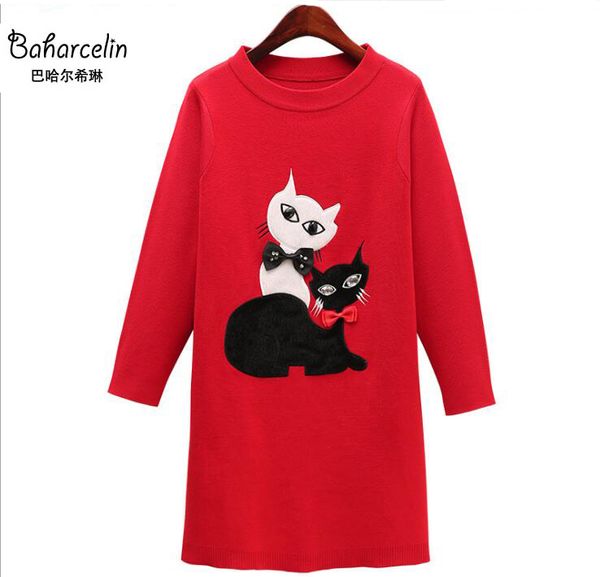 Baharcelin Women Girl Sweaters Dress Pullovers Winter Long Knitted
