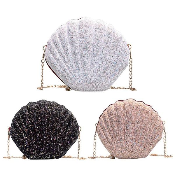 

cute sequins shoulder messenger handbags women chain shell crossbody bags