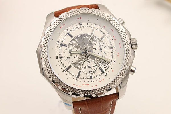 

Роскошные высокое качество хронограф мужские часы коричневый кожаный ремень мех