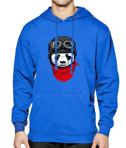 

spring winter fleece warm hoody with hat 2017 long sleeve hoodies mens panda crazy print cool hip hop streetwear tracksuit, Black