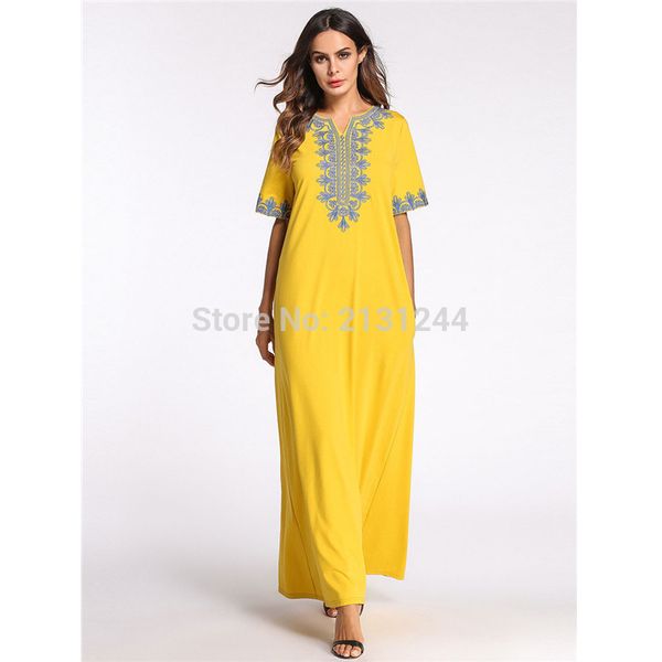 

muslim women long sleeve hijab dress maxi abaya jalabiya islamic women dress clothing robe kaftan moroccan fashion embroidey, Red