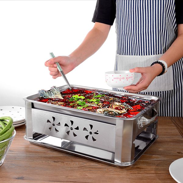 

camp kitchen stainless steel household and commercial double using fish roaster grill charcoal alcohol grilled stove 3 size availa