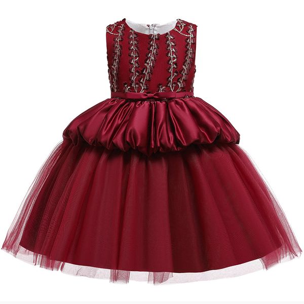 

new kids dresses for girls princess dress 2020 summer flower girls wedding dress children evening party dress costume for kids, Red;yellow