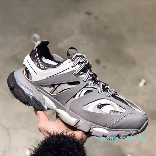

luxury men women sneakers track 3.0 breathable trainers casual platform lace up shoes couple outdoor sneaker wholesale c19, Black